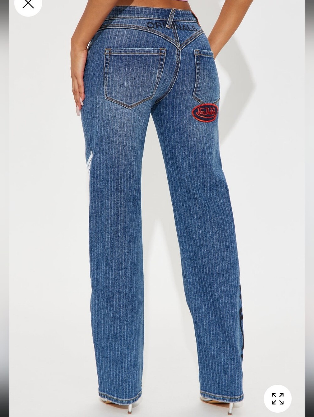 Von Dutch Blue Wing Logo Striped Straight-Leg Jeans - Blue - Picture 2 of 4